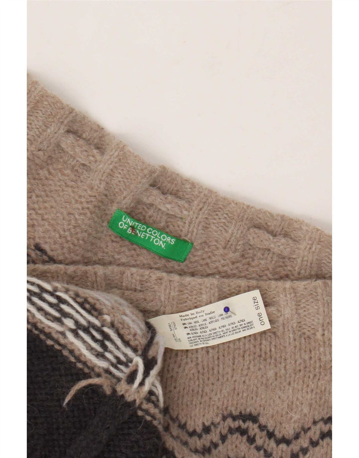 Benetton Falda Midi De Punto Talla Única Marrón Geométrico De Lana Étnica