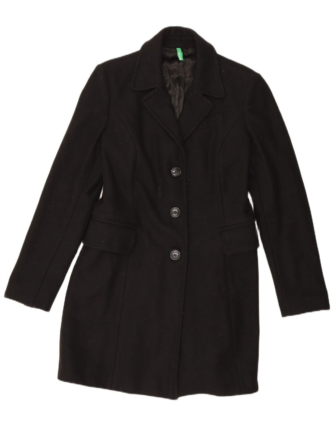 BENETTON Abrigo Mujer IT 48 XL Algodón Negro
