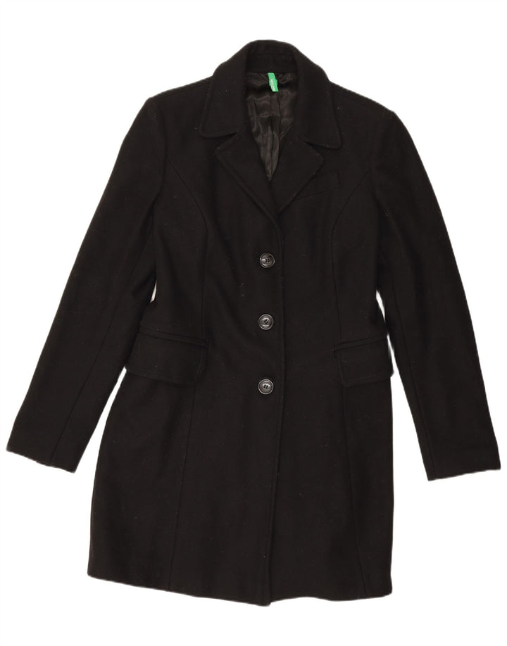 BENETTON Abrigo Mujer IT 48 XL Algodón Negro