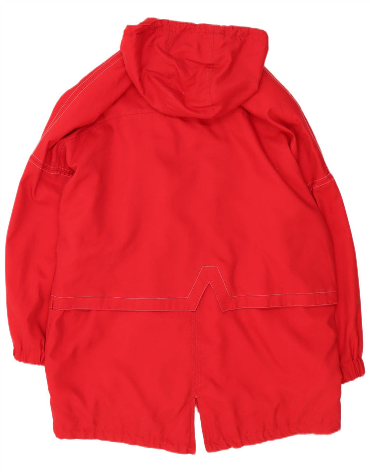 Vintage mujer con capucha chaqueta parka de gran tamaño Reino Unido 10 pequeño poliéster rojo