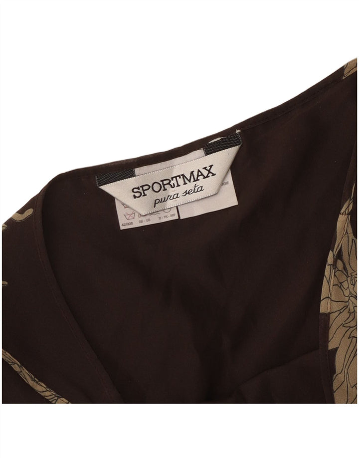 SPORTMAX Vestido tubo sin mangas para mujer UK 6 XS Seda floral marrón