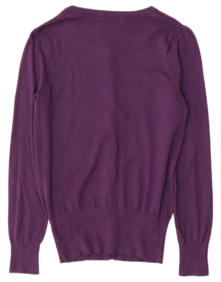 Marks & Spencer Suéter tipo cárdigan para mujer UK 8 Small Viscosa púrpura