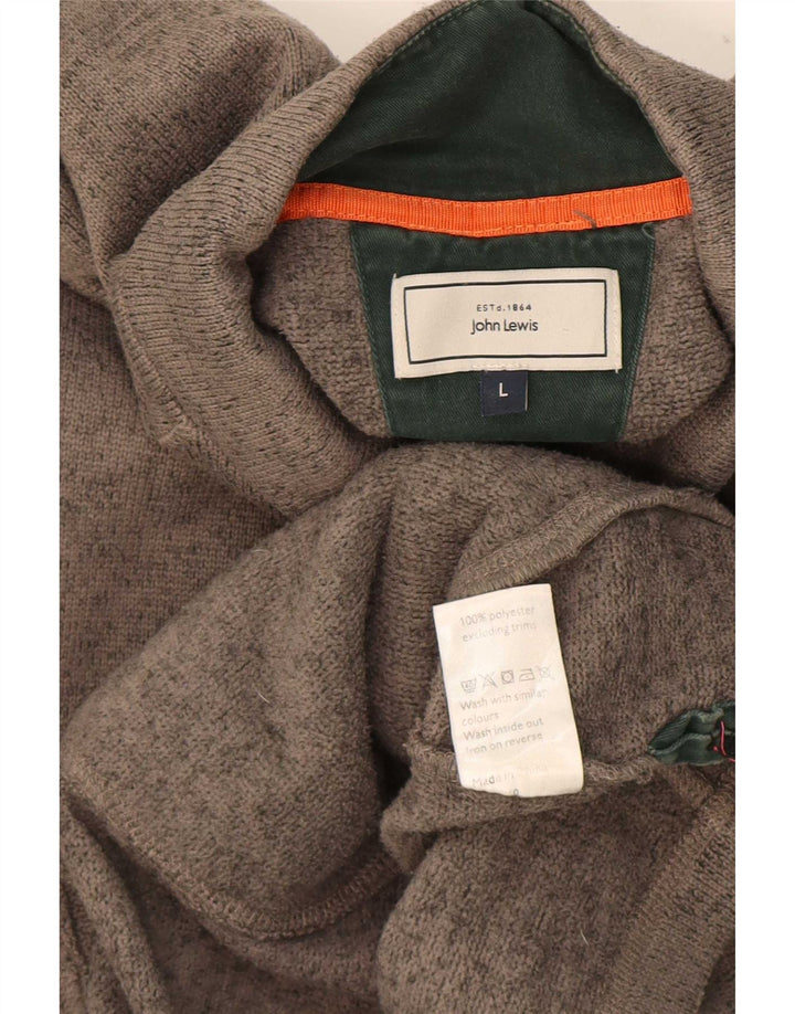 John Lewis - Sudadera con cuello y botones para hombre, talla grande, poliéster moteado gris