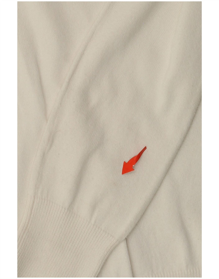 ZARA Jersey con cuello en V para mujer, talla 40, talla grande, color blanco