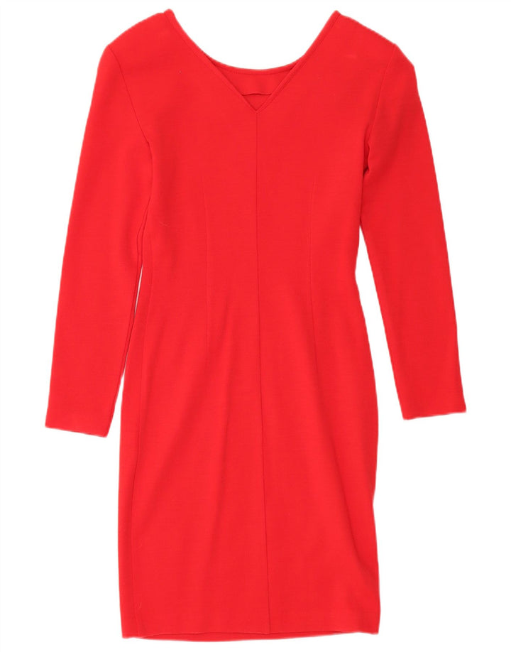 Chagall Vestido recto de manga larga para mujer UK 40 Acrílico rojo mediano