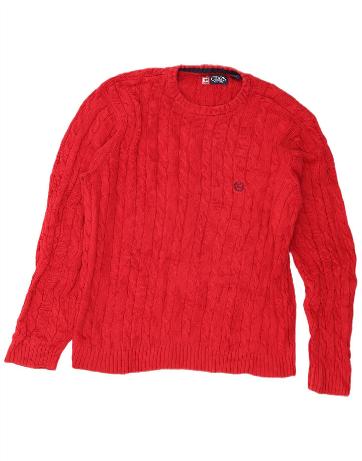 Chaps - Jersey de cuello redondo para hombre, talla grande, algodón rojo