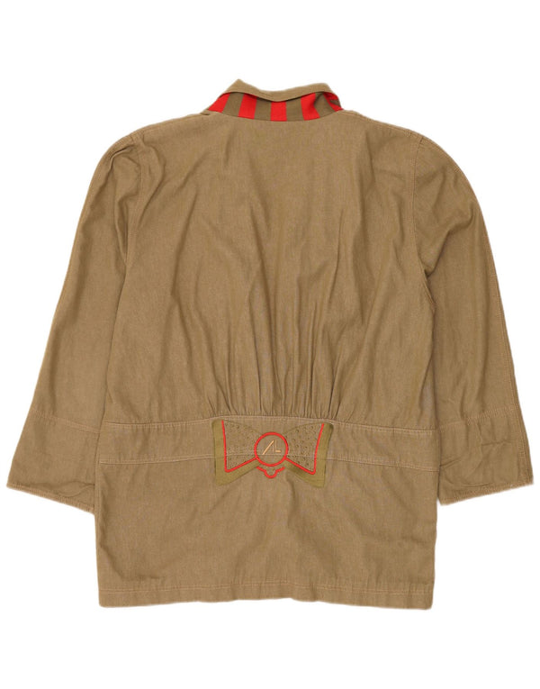 Vintage mujer longline 3 botones Blazer chaqueta IT 42 algodón verde medio