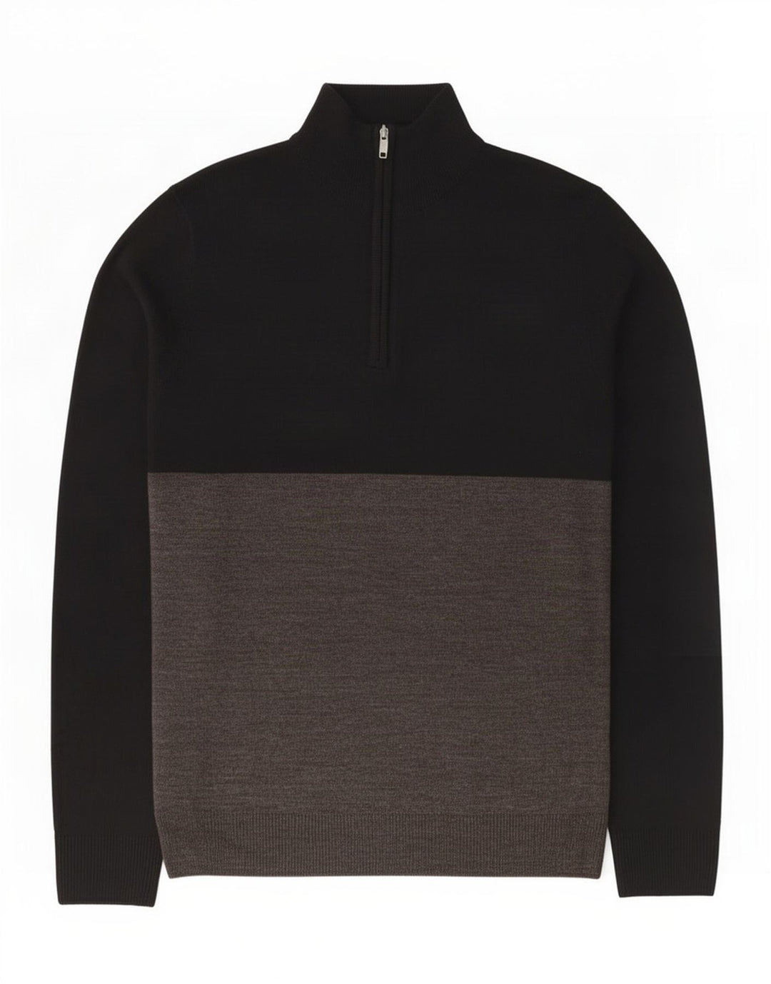 French Connection Jersey tipo jersey con cremallera en el cuello para hombre, color negro mediano