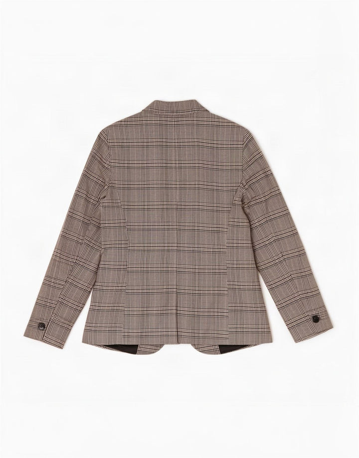 Zara Mujer Chaqueta Blazer De 1 Botón EU 40 Poliéster Pata De Gallo Gris Medio