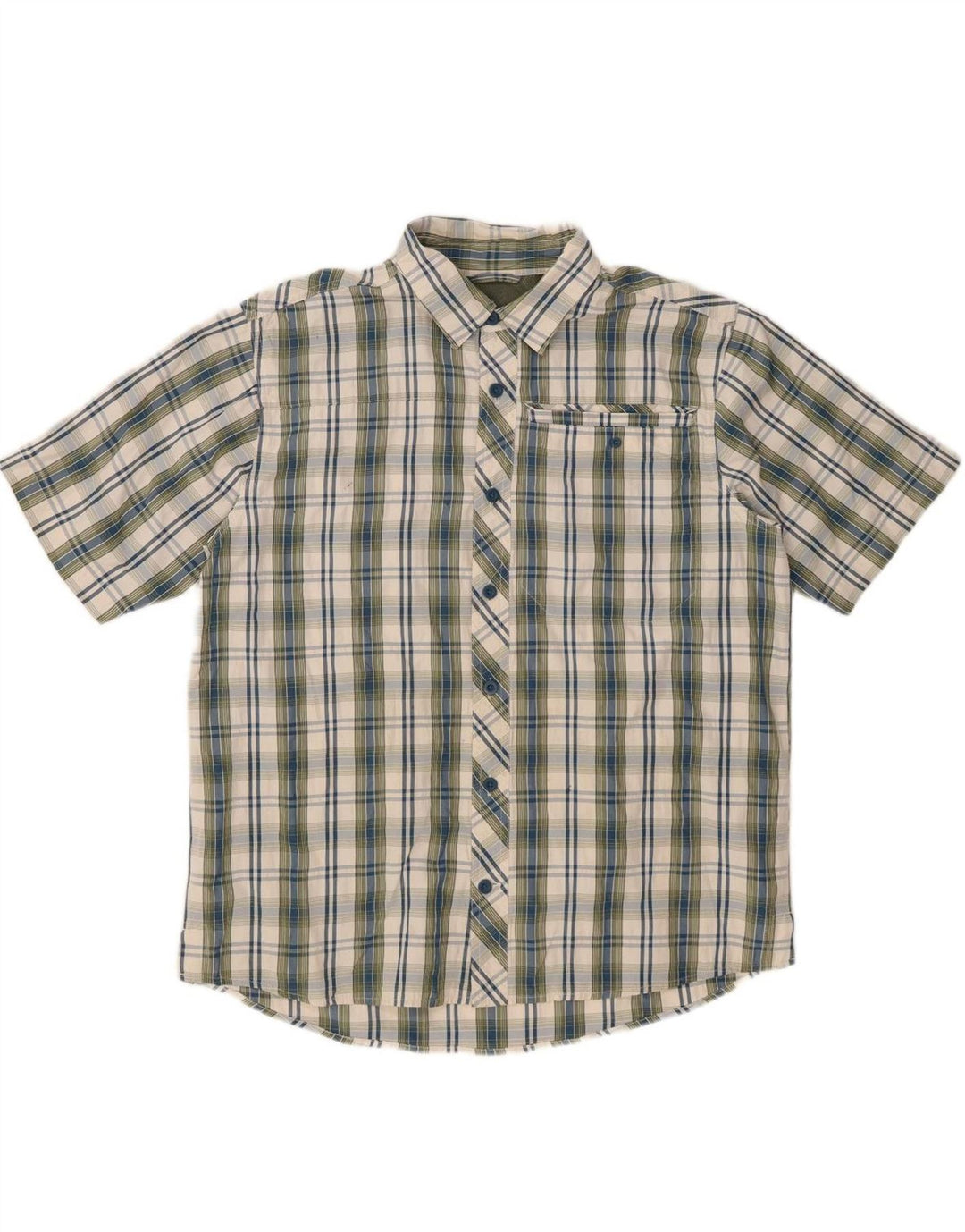EDDIE BAUER Camisa de manga corta para hombre Poliéster a cuadros caqui medio