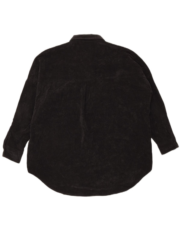 Zara Mujer Camisa De Pana Extragrande UK 6 XS Poliéster Negro