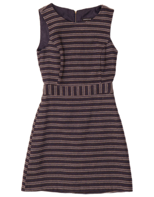 Warehouse Vestido acampanado sin mangas para mujer UK 6 XS Azul marino a rayas