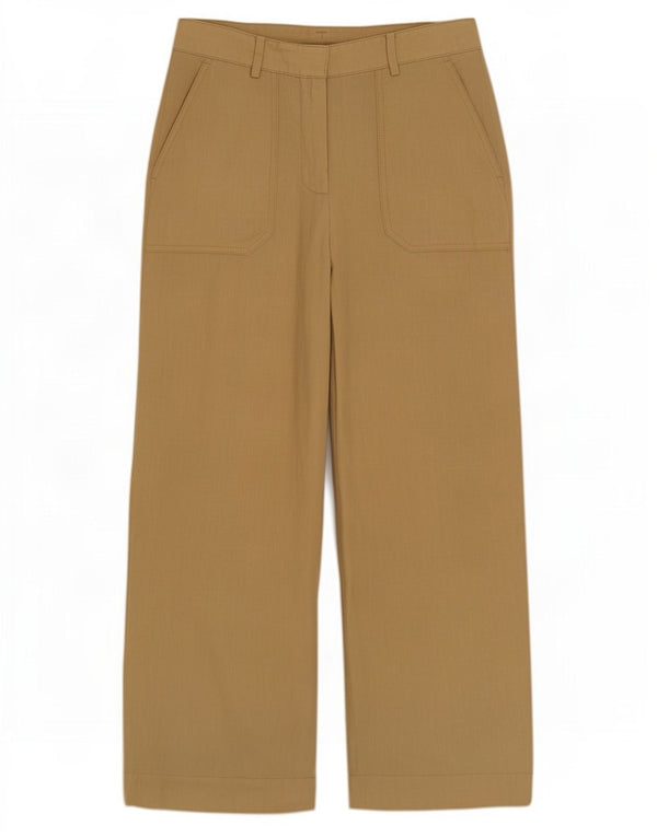 Massimo Dutti Womens High Waist Wide Leg Trousers EU 38 Small W28 L25 Beige