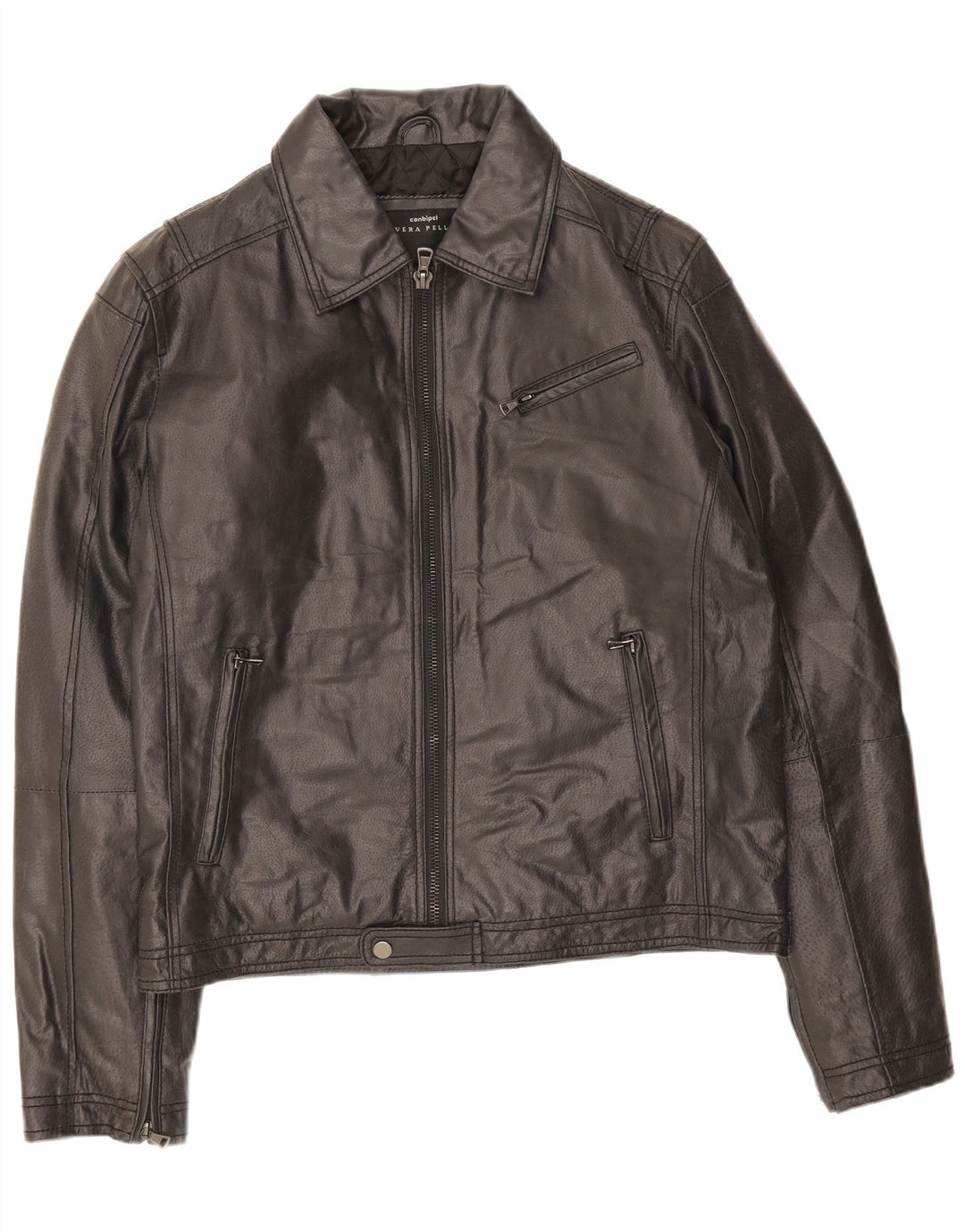 Conbipel Chaqueta de cuero para hombre IT 52 Cuero negro grande