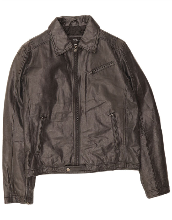 Conbipel Chaqueta de cuero para hombre IT 52 Cuero negro grande