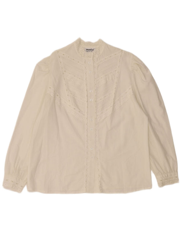 MEICO Blusa camisera para mujer EU 44 XL Blanco Floral