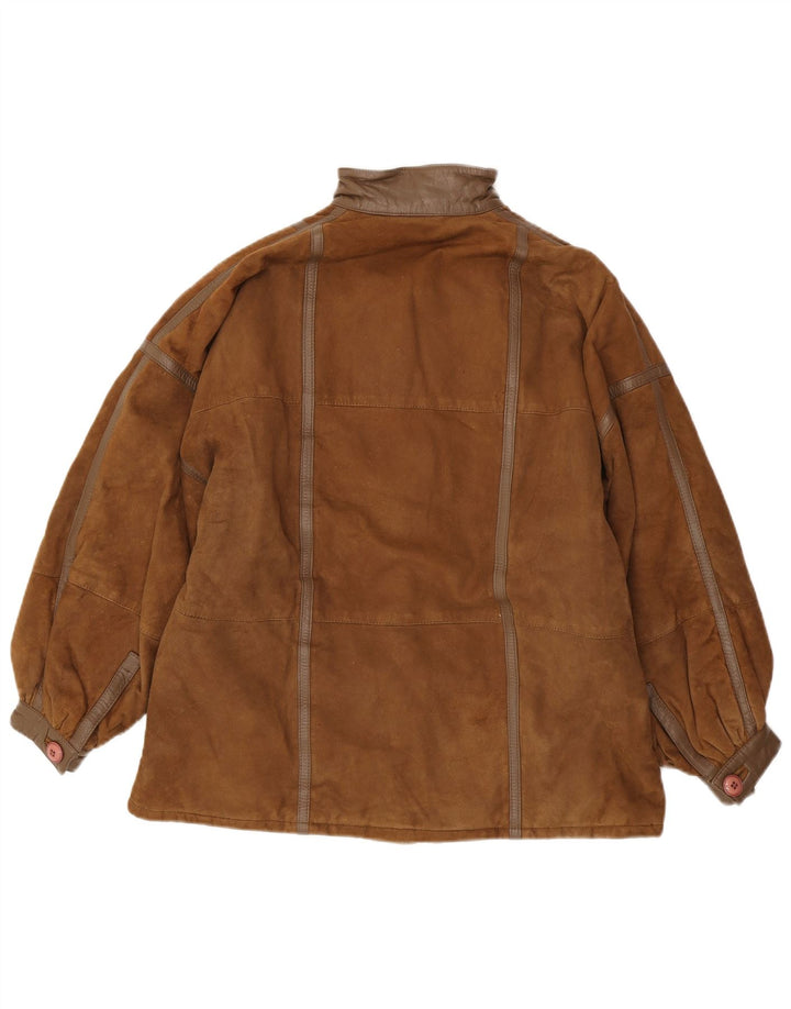 Vintage mujer chaqueta de ante de gran tamaño IT 42 Marrón Medio