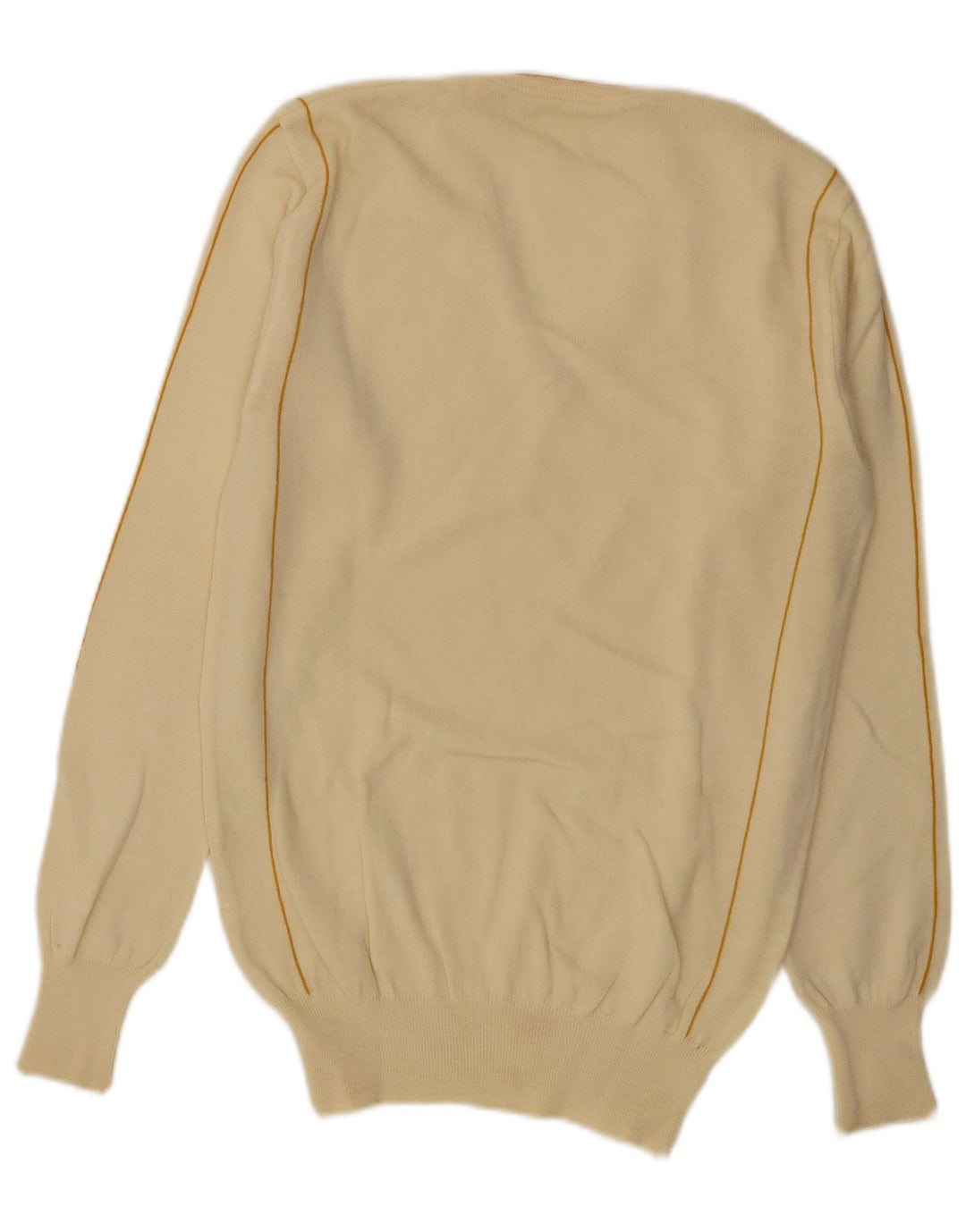 Vintage hombres V-cuello jumper suéter medio de lana de rayas blancas