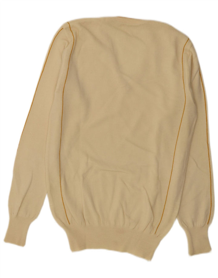 Vintage hombres V-cuello jumper suéter medio de lana de rayas blancas
