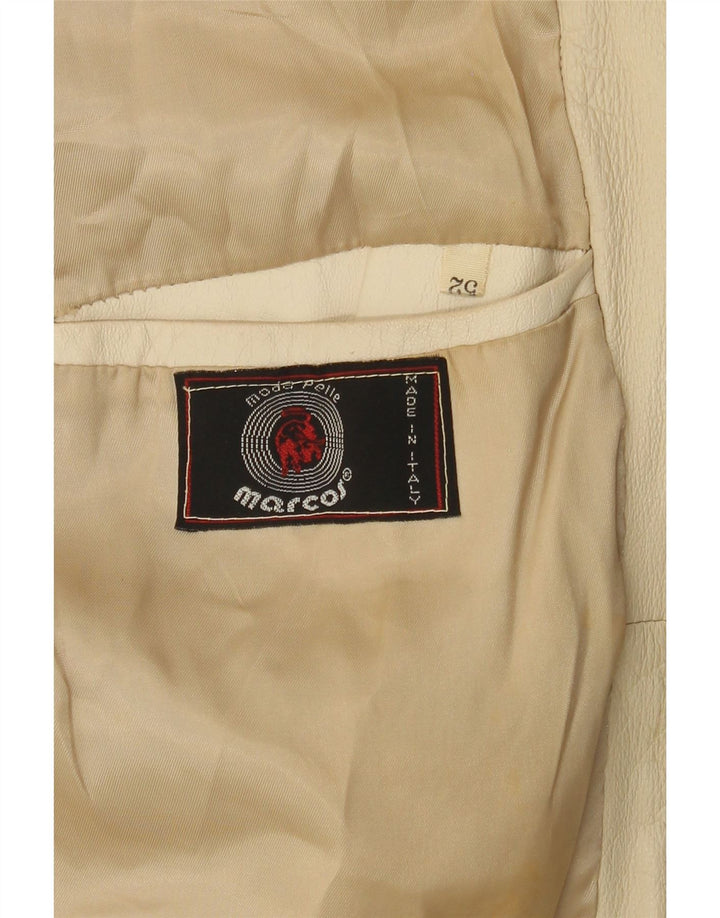 MARCOS Mens Leather Jacket UK 38 Medium Beige Leather Vintage Marcos and Second-Hand Marcos from Messina Hembry 