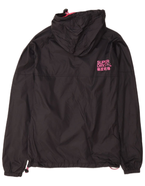 Superdry Chaqueta impermeable con capucha y gráfico para mujer UK 6 XS Black Nylon