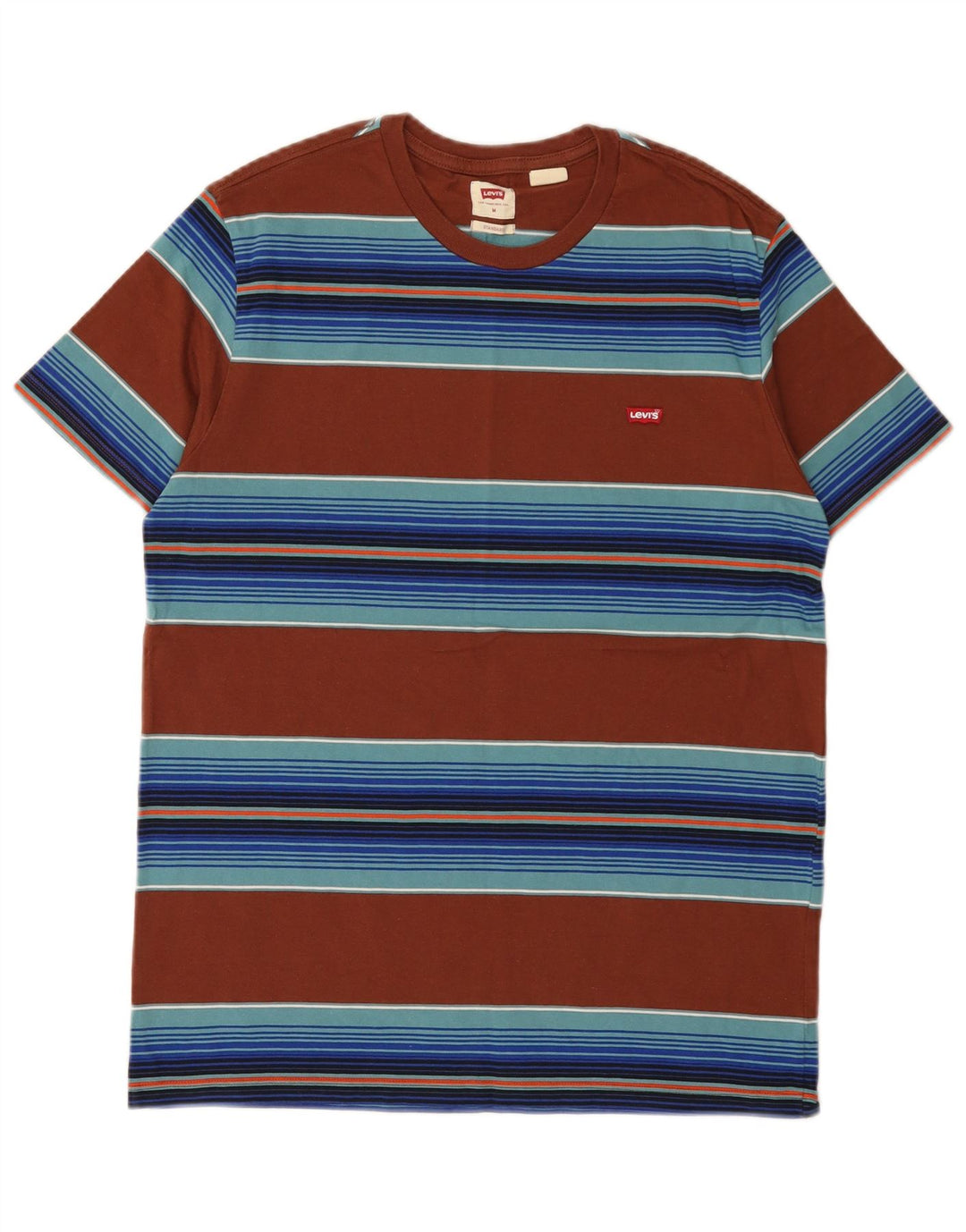 Levi's Camiseta de corte estándar para hombre, color marrón medio a rayas