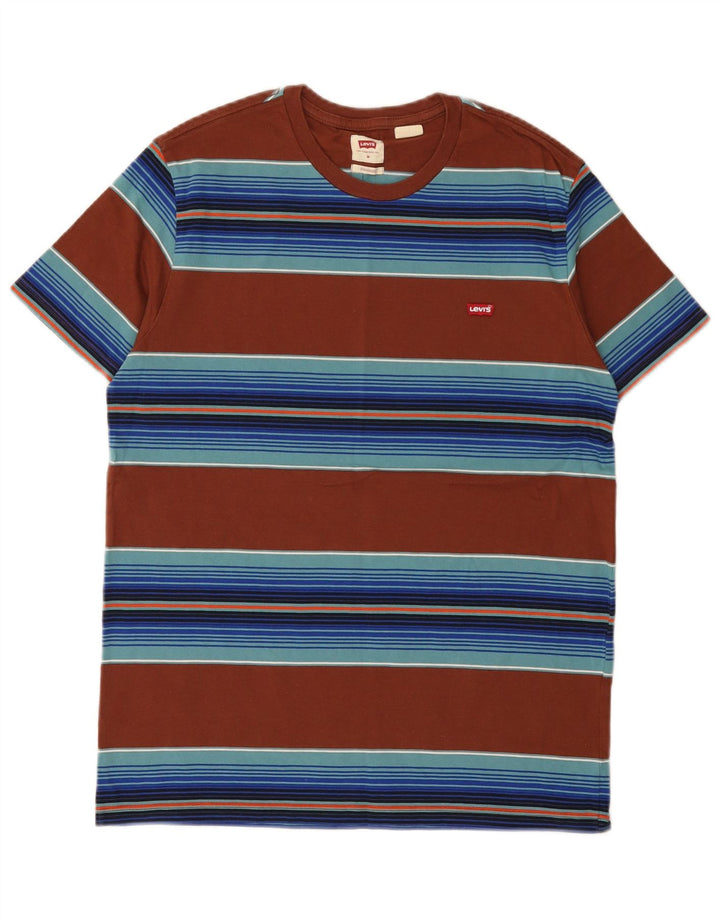 Levi's Camiseta de corte estándar para hombre, color marrón medio a rayas
