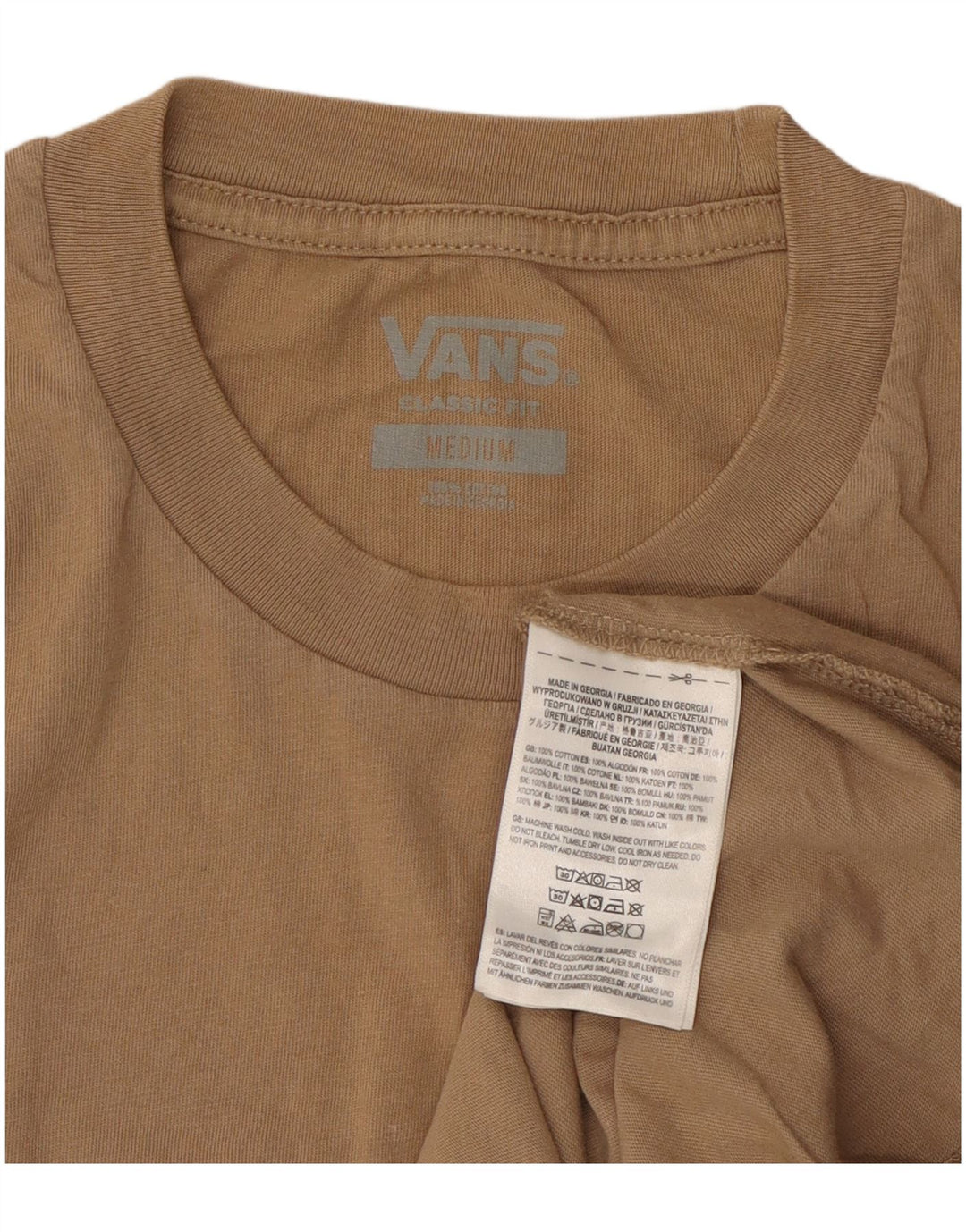 Vans Hombre Classic Fit Graphic Camiseta Top Algodón Beige Medio
