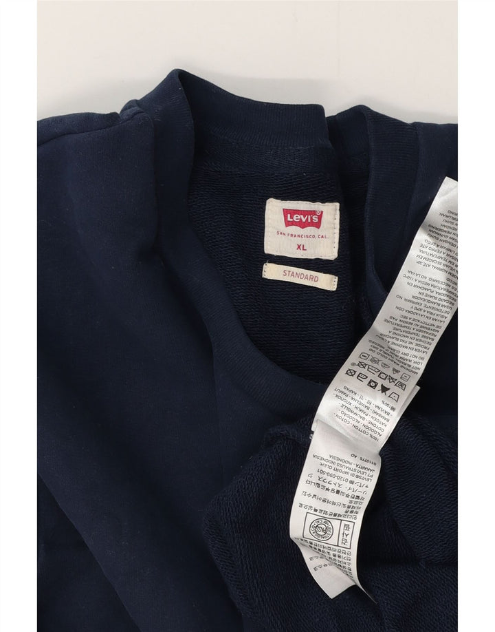 LEVI'S Sudadera de ajuste estándar para hombre XL Azul marino Algodón