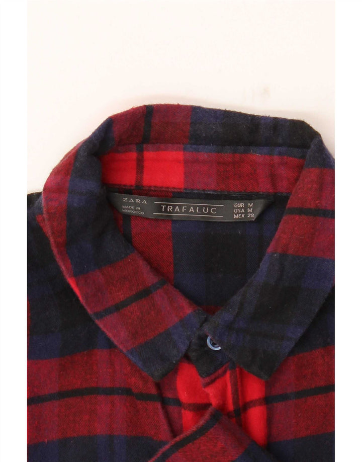 Zara Mujer Camisa De Franela UK 44 Medium Red Check
