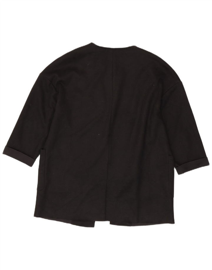 ZARA Chaqueta tipo blazer abierta de manga 3/4 extragrande para mujer UK 10 Small Black