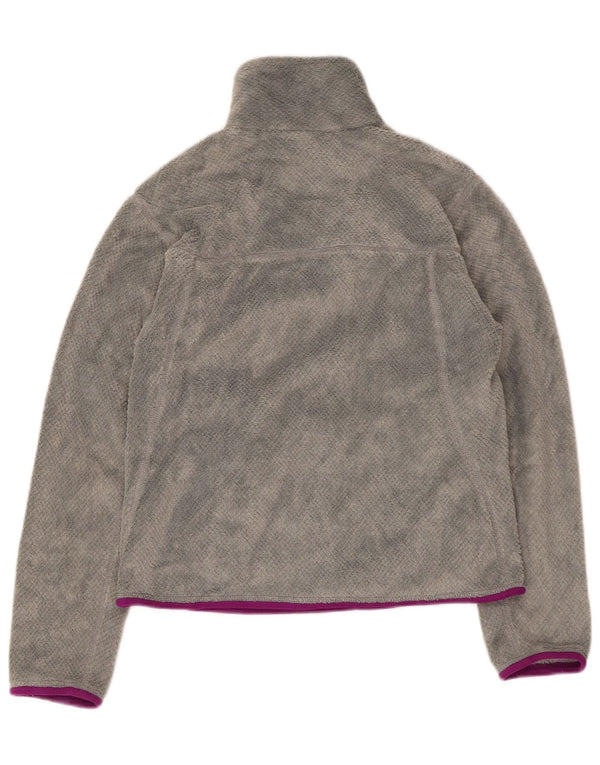 Patagonia Mujer Zip Neck Fleece Jumper UK 10 Small Gris Poliéster