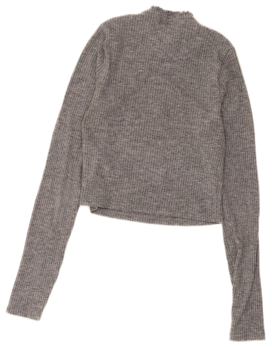 Top corto con cuello y cremallera para mujer Topshop UK 10 Small Grey Moteado Poliéster