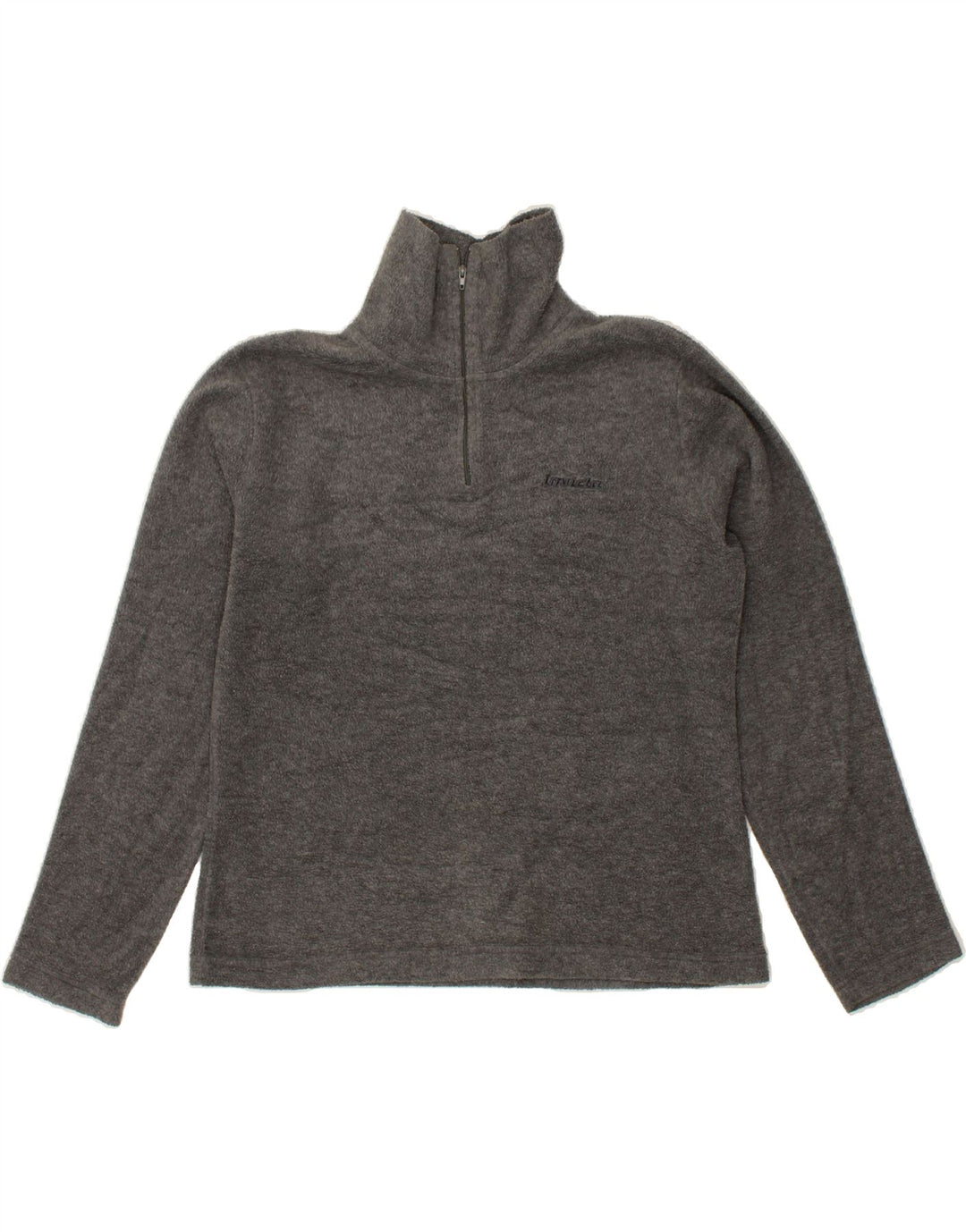 INVICTA Womens Zip Neck Fleece Jumper UK 14 Medium Grey Polyester Vintage Invicta and Second-Hand Invicta from Messina Hembry 