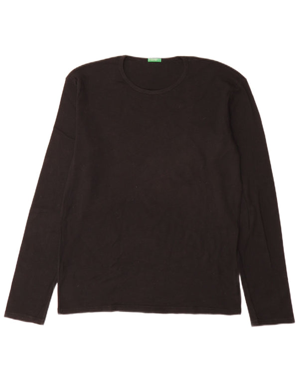 Benetton Camiseta De Corte Regular De Manga Larga para Mujer UK 40 Large Negro