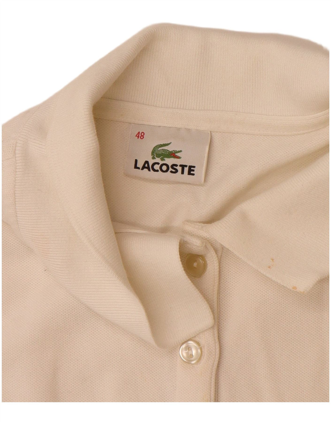 Polo Lacoste Mujer Talla 48 XL Algodón Blanco Roto
