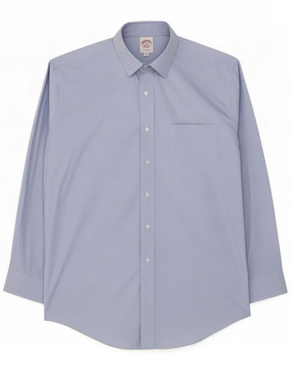 Brooks Brothers Camisa de ajuste tradicional para hombre, talla 16, algodón azul grande