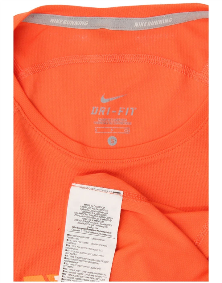 Nike Mujer Dri Fit Graphic Camiseta Top UK 10 Small Naranja Poliéster