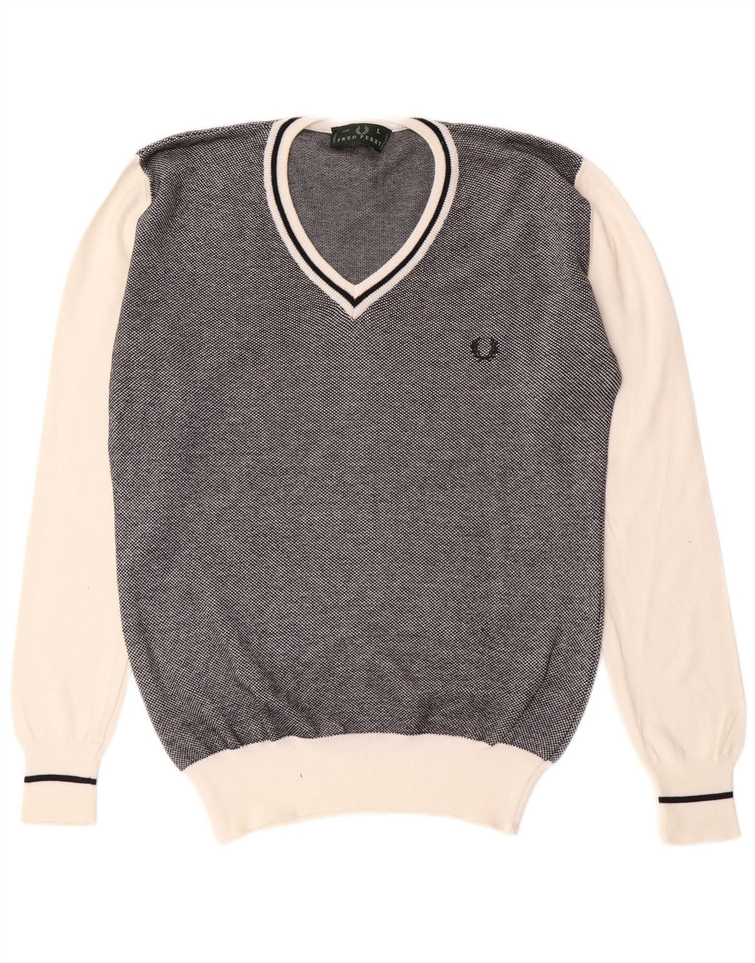 Fred Perry Jersey Con Cuello En V Para Hombre Large Negro Colorblock