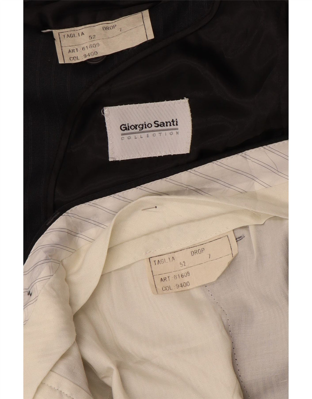 Giorgio Santi Traje de 2 piezas con 3 botones para hombre IT 52 XL W34 L33 rayas negras