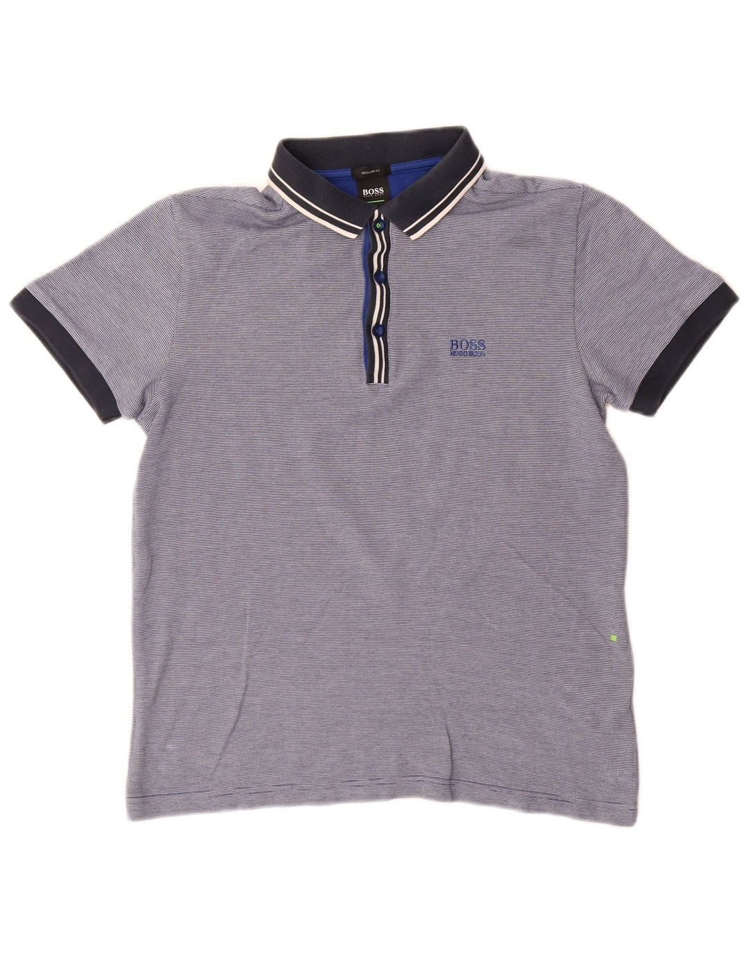 Hugo Boss Hombre | Polo de corte regular de algodón a rayas azul medio