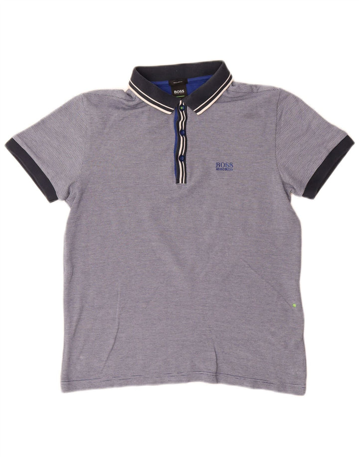 Hugo Boss Hombre | Polo de corte regular de algodón a rayas azul medio