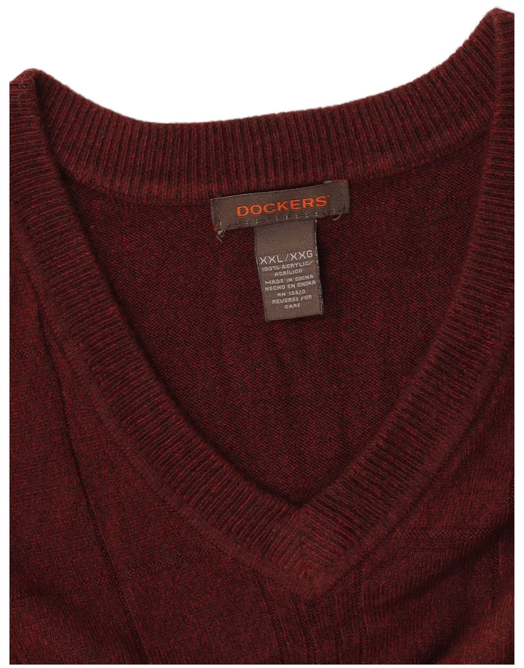 DOCKERS Chaleco para hombre Camiseta sin mangas 2XL Acrílico a cuadros burdeos