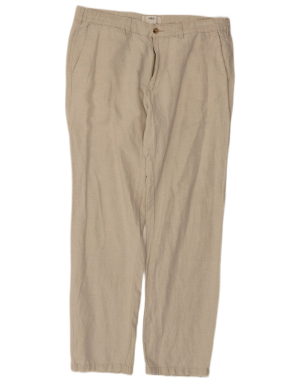 Marks & Spencer Pantalones chinos rectos para hombre W36 L30 Algodón blanco roto