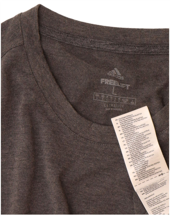 Adidas Mens Climalite Camiseta Top Grande Gris Moteado Poliéster