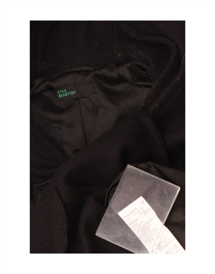 Benetton Trenca Con Capucha IT 42 Medium Negro Lana