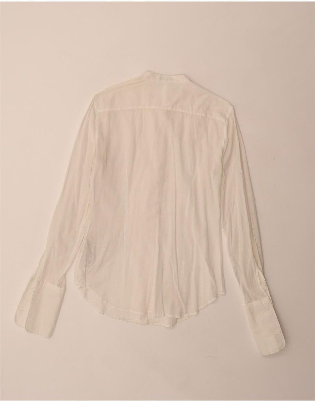 Benetton Camisa Formal Con Volantes En La Parte Delantera Para Mujer UK 40 Small Algodón Blanco
