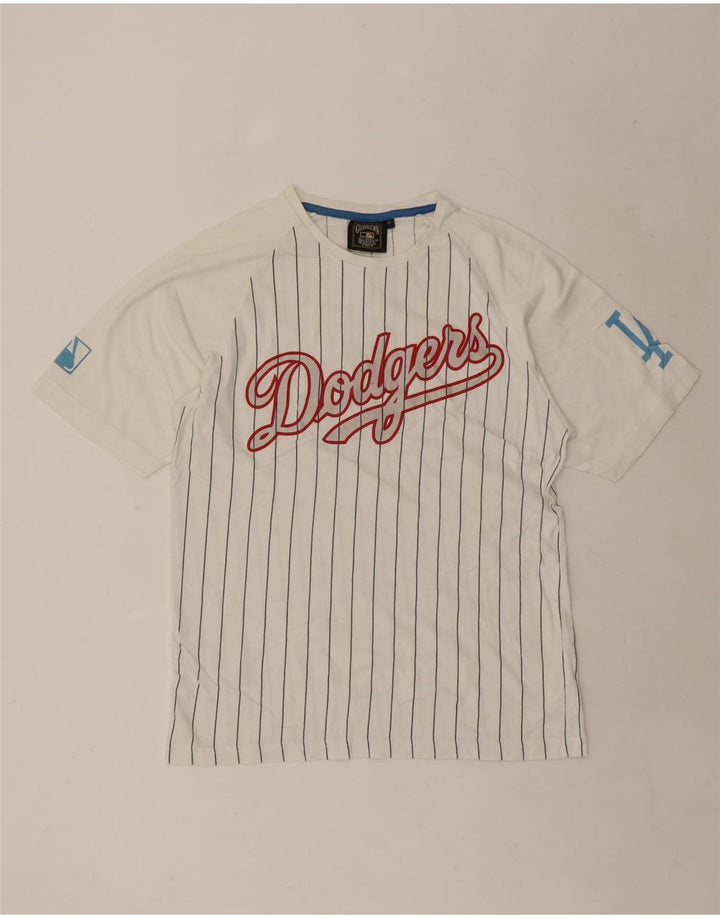 Majestic Mens Dodgers Graphic Camiseta Top Rayas Blancas Medianas
