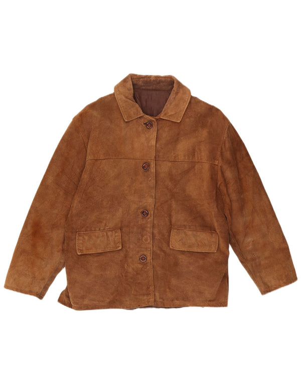 Vintage mujer ante chaqueta Reino Unido 16 marrón grande