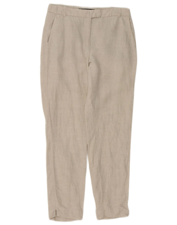 Zara Mujer Pantalón Chino Slim EU 34 2XS W24 L26 Lino Beige